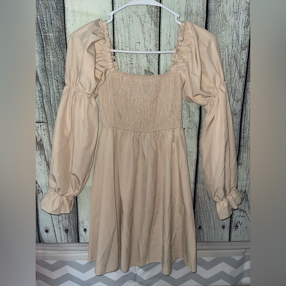Cream Long Sleeve Dress